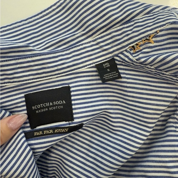 Scotch & Soda Blue and White Striped Button Down Shirt - Picture 7 of 12